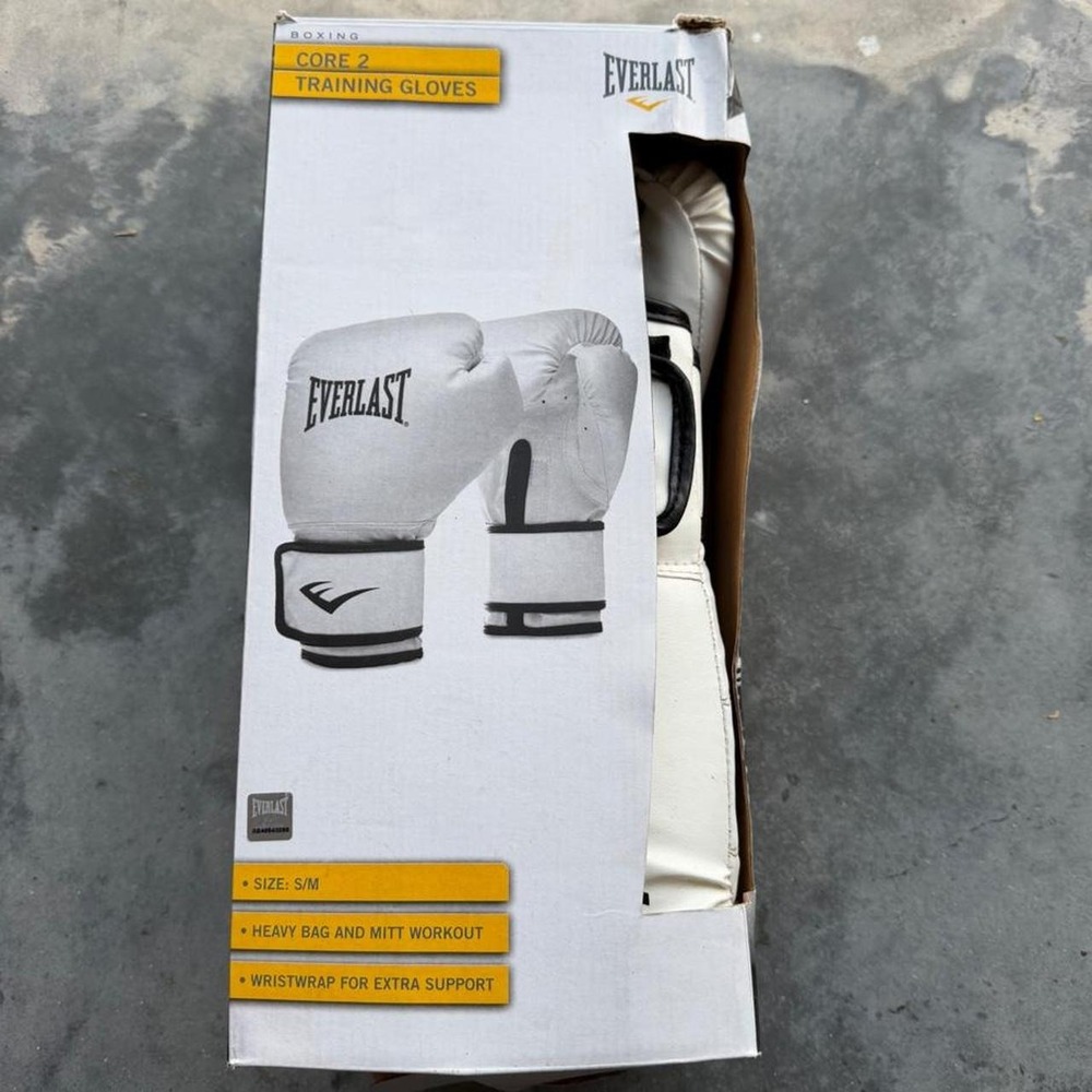 Everlast Core 2 Boxing Training Gloves White S/M Heavy Bag Mitts New NIB